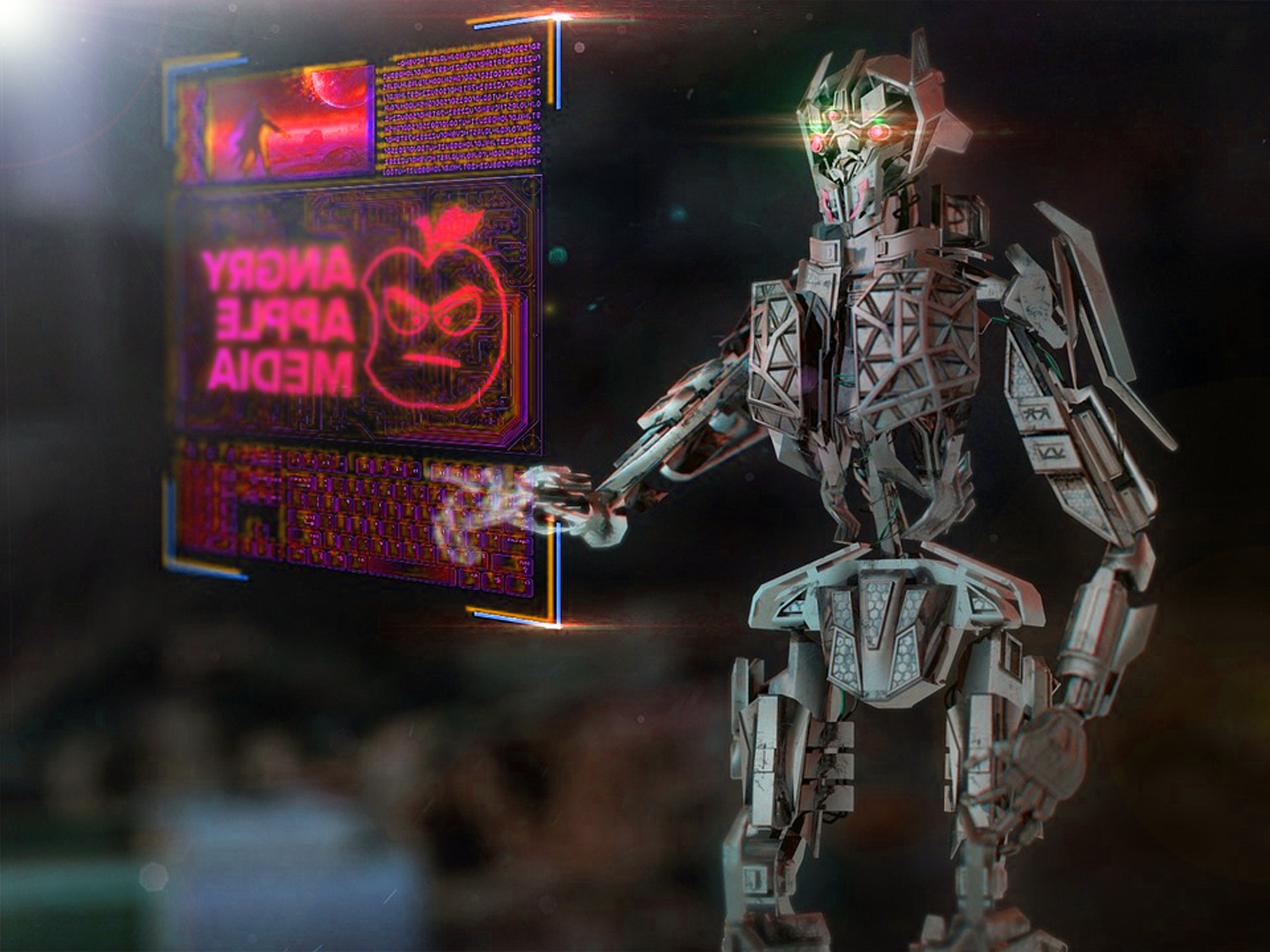 AI Angry Apple Robot Online Brand Positioning